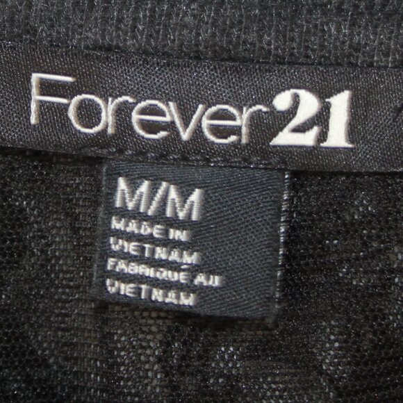 FOREVER 21 WOMENS GRAY BLACK SHORT SLEEVE SHORT WAISTED TOP SZ M LACE BACK - Picture 8 of 16